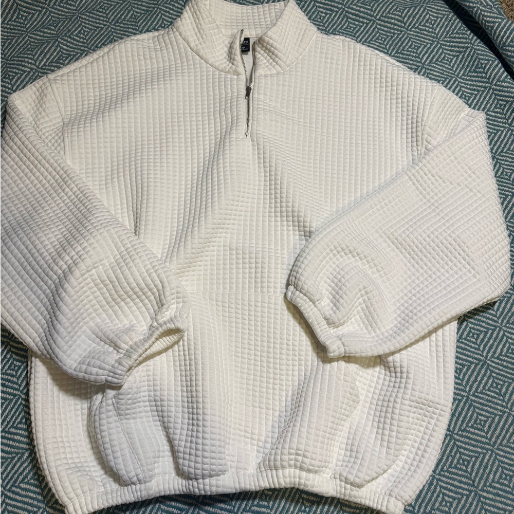 White Quarter Zip Womens Sweater Loungewear